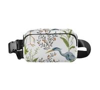 Elegante marsupio a tracolla per donne, uomini, adolescenti, grande capacità, borsa a tracolla con tracolla regolabile, per ciclismo, escursionismo, palestra, aironi, uccelli, paludi e piante, Piante