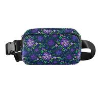 Elegante marsupio da donna viola impermeabile da donna marsupio da viaggio colorato marsupio da viaggio per uomo, fiori eleganti viola, 20,3 x 13,5 x 5,8 cm, divertente, carino, elegante fiori viola