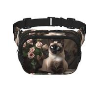 Elegante marsupio multifunzione con stampa di gatto siamese, unisex, alla moda, borsa messenger, borsa da viaggio e sport