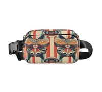 Elegante marsupio per donne, uomini, adolescenti, piccola borsa a tracolla con cinghia regolabile per allenamento, corsa, escursionismo, motivo a rombi colorati e farfalle, Colorato Rhombus Web e