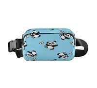 Elegante marsupio per donne, uomini, adolescenti, piccola borsa a tracolla con tracolla regolabile per shopping, sport, lavoro, panda gioca a calcio, Panda Play Soccerbear Ballhand, Taglia unica,
