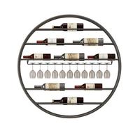 Elegante mensola da bar sospesa rotonda nera per bottiglie e whisky, 100 x 100 x 10 cm, design unico a forma di stella, ideale come decorazione per mini bar e organizer