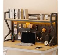 Elegante mensola da scrivania in noce nero, 110 cm, in acciaio al carbonio e legno, per forniture per ufficio, libri e decorazioni per la casa, moderna scrivania Etagere per casa e ufficio.