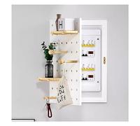 Elegante mensola portaoggetti da parete in legno con pannello forato e ganci appendiabiti, per camera da letto, soggiorno e ufficio, elegante nizer (bianco, 40 x 60 cm)