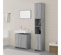 Elegante mobile da bagno con specchio 3 pezzi, ampio spazio di archiviazione, in legno compensato resistente all'umidità, design moderno per l'organizzazione del bagno, facile