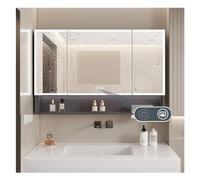 Elegante mobile da bagno con specchio e luci, grigio, 100 x 60 cm, soluzione di archiviazione elegante e funzionale per bagni moderni.