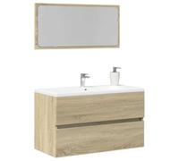 Elegante Mobile da Bagno con Specchio in Rovere Sonoma, Armadietto da Parete per Lavabo, Design Pratico e Materiale Robusto, 80x38.5x45 cm, Assemblaggio Richiesto