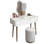 Elegante mobile da trucco bianco con grande specchio a LED, 3 livelli di luminosità, design rimovibile, 90 cm, perfetto per gli appassionati di bellezza, ideale per la decorazione della camera da