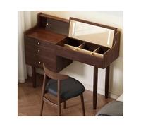 Elegante mobile da trucco in noce massiccio con specchio ribaltabile, 3 cassetti e vetrina, 80, 100, 120 cm, perfetto per la camera da letto