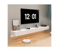 Elegante mobile per TV sospeso con cassetti e ante a ribalta, per riporre oggetti di tutte le dimensioni, design moderno bianco, 200 cm, perfetto per soggiorno e spazi di intrattenimento