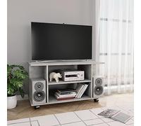 Elegante mobile porta TV grigio cemento con ruote, 80 x 40 x 40 cm, mobiletto per soggiorno, ingresso, casa, ufficio, sala da pranzo, design versatile e moderno