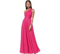 Elegante Monospalla Abito da Damigella Fluviale Plissé Trapezio Abito Lungo da Cerimonia per Invitati A Nozze,Hot Pink,S
