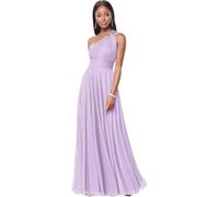 Elegante Monospalla Abito da Damigella Fluviale Plissé Trapezio Abito Lungo da Cerimonia per Invitati A Nozze,Viola,XL