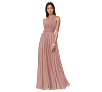 Elegante Monospalla Abito da Damigella Fluviale Plissé Trapezio Abito Lungo da Cerimonia per Invitati A Nozze,Dusty Pink,XL