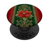 Elegante motivo natalizio a quadri, verde e rosso PopSockets PopGrip Adesivo