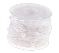 Elegante nastro di organza con perle di raso, 10 m, per decorazioni nuziali e artigianato, colore bianco, larghezza 10 mm