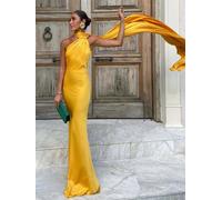 Elegante nastro Halter Dress Donna Solid Off spalla senza maniche Backless Slim Maxi abiti 2025 Estate Autunno Party Robes Lady