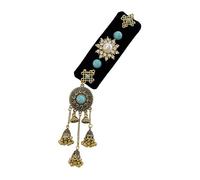 Elegante Nero Accendente Accessori Per Capelli Con Blu Turchi E Nappe Etnico Clip Per Capelli Di Moda Forcina Per Le Donne Ragazze