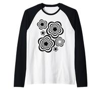Elegante nero bianco fiore minimalista Bauhaus 2 forme Mania Maglia con Maniche Raglan