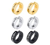 Elegante orecchino a cerchio in acciaio elegante con incisione distintiva per coppie, accessori alla moda unisex, Misura unica, come descritto, come descritto