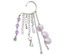 Elegante orecchino ear cuff con conchiglie abbaglianti e catena fluente, per feste e occasioni speciali, lega e perline, come da immagine