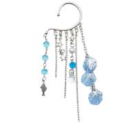 Elegante orecchino ear cuff con conchiglie abbaglianti e catena fluente, per feste e occasioni speciali, gancio in metallo con frange catena ragazze