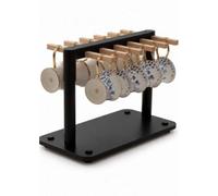 Elegante organizer da cucina, nero, 20 x 16 x 38 cm, materiale robusto: plastica/legno/MDF, ideale per cucinare in ordine e conservare in modo ordinato
