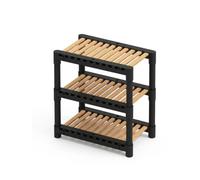 Elegante organizer da cucina, nero, 35 x 18 x 38 cm, materiale robusto: plastica/legno/MDF, ideale per cucinare in ordine e conservare in modo ordinato