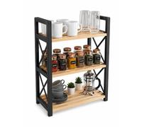 Elegante organizer da cucina, nero, 46 x 18 x 35 cm, materiale robusto: plastica/legno/MDF, ideale per cucinare in ordine e conservare in modo ordinato