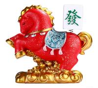 Elegante ornamento cinese in resina a forma di cavallo ZODIACO per desktop e veicoli, con materiale e design simbolico per migliorare l'energia positiva (prosperità rossa)