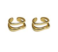 Elegante Oro/Argento Tono Ottone Orecchio Bracciale Geometrico C A Forma Di Doppio Strato Clip Su Orecchini Gioielli Per L'Usura Del Giornaliera