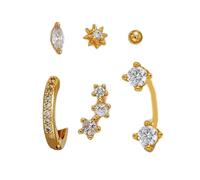 Elegante Oro Piccoli Auricolari Gioielliere Gioielli Ornamentali Oro Orecchini Set Per Le Donne Eleganti Anelli Gioielli Clip Decorazione Orecchini Impilabili, Taglia unica, come descritto