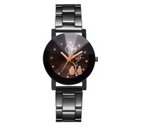 Elegante orologio da donna senza tempo con cassa in lega nera, movimento al quarzo ad alta precisione, design confortevole e versatile, perfetto per