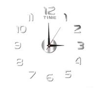 Elegante orologio da parete 3D grande design unico fai da te per casa e ufficio decorazione per interni moderni (argento)