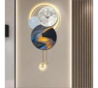 Elegante Orologio Da Parete, Decorazione Da Parete 3D Con Orologio E Luce LED, Lusso Raffinatezza, Dipinti Astratti, Griglia(Blue2,60 * 117cm/23.6 * 46in)