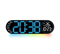 Elegante orologio da parete digitale a LED dal design ovale con opzioni di visualizzazione complete e comodo funzionamento a distanza (blu)