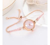 Elegante orologio da polso regolabile con design a diamante rotondo e movimento al quarzo preciso per un look elegante (rosa)