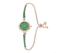 Elegante orologio da polso regolabile con design a diamante rotondo e movimento al quarzo preciso per un look elegante (verde)