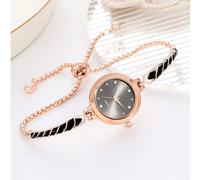 Elegante orologio da polso regolabile con design a diamante rotondo e movimento al quarzo preciso per un look elegante (nero)