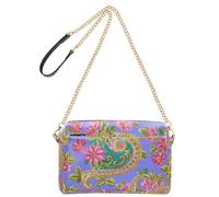 Elegante Paisley Floreale Viola Colorato Moda Piccola Borsa A Tracolla Donna In Pelle Vegana Casual Borsa Per Tutti I Giorni Impermeabile Spalla Crossover Bag