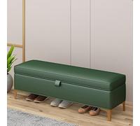 Elegante panca imbottita verde per camera da letto, ingresso e soggiorno, in finta pelle con ampio contenitore, 140 x 40 x 40 cm