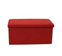 Elegante panca ottomana con contenitore: 30 x 30 x 30 cm, poggiapiedi in lino per soggiorno, camera da letto, ufficio, poggiapiedi portatile con coperchio, elegante e funzionale decorazione per la