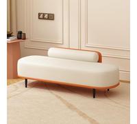 Elegante panca ottomana in pelle con gambe in metallo, elegante scarpiera per ingresso, corridoio, camera da letto, soggiorno, supporta 150 kg, perfetta per l'arredamento della casa e la funzionalità