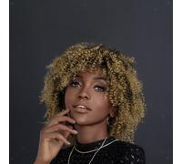 Elegante parrucca afro riccia corta per donne nere, può essere stirata