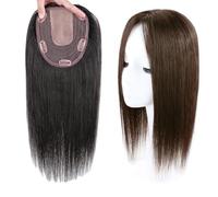 Elegante Parrucca Da Donna 100% Veri Capelli Umani Topper For Capelli Parrucca Con Base In Seta Da 5x6 Pollici Con Clip Extension for Capelli Da 45 Cm for Perdita Di Capelli/capelli Diradati(Brown)