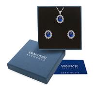 Elegante parure oro bianco Swarovski Element originale G4Lov cristalli blu donna