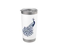 Elegante pavone blu Bicchiere termico in acciaio inox doppia parete