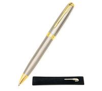 Elegante penna a sfera color argento dorato con confezione regalo - Penna in metallo rotante di lusso ed elegante - ufficio, hotel, azienda o regalo - inchiostro nero