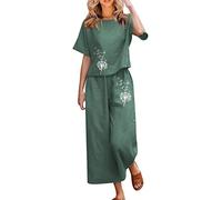 Elegante, per Il Tempo Libero, in Lino, per la casa, per Il Jogging, in Due Pezzi, Camicetta in Lino e Pantaloni in Lino Tuta da Donna per Il Tempo Libero