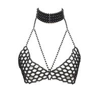 Elegante Perle Reggiseno Body Jewelry Catena Regolabile Petto Perline Decorazione Portatile Per Le Donne Spiaggia Moda Accessorio Harness Gioielli, Misura unica, come descritto, come descritto